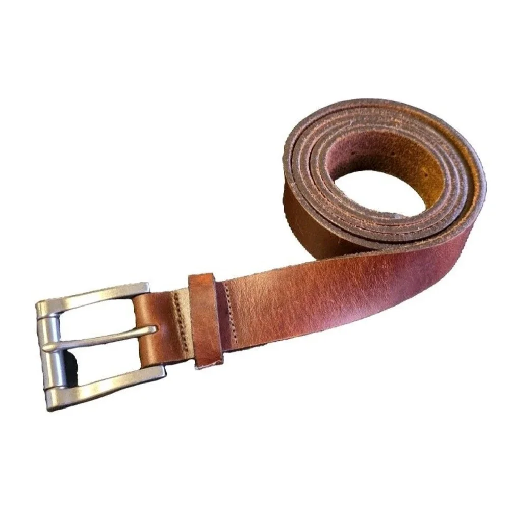 LL Bean Full Grain Brown Leather Belt 56” Made In USA 1 3/4
